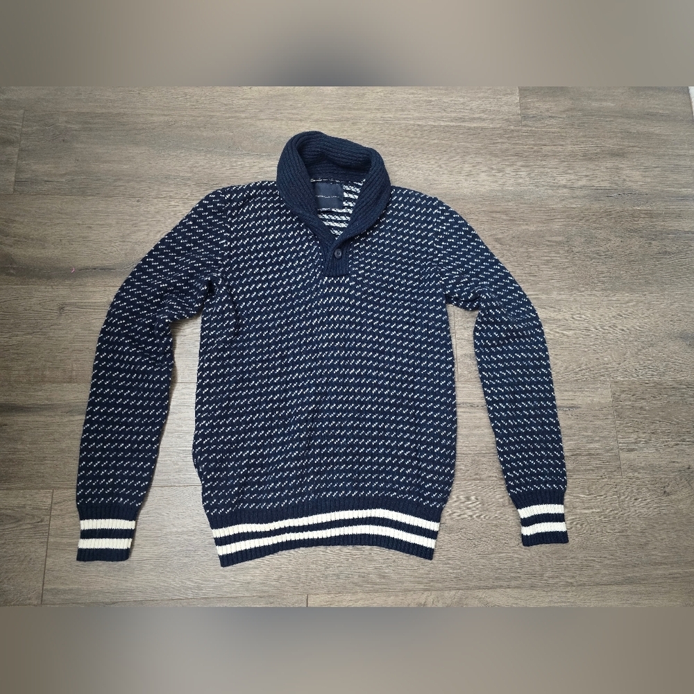 American Eagle Y2K Eclectic Grandpa Sweater Nautical Collegiate Preppy Striped